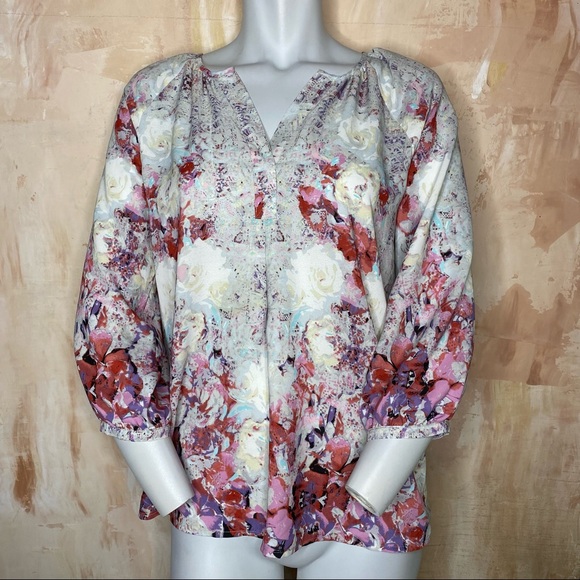 Medium Violet + Claire Floral Blouse - Picture 1 of 6